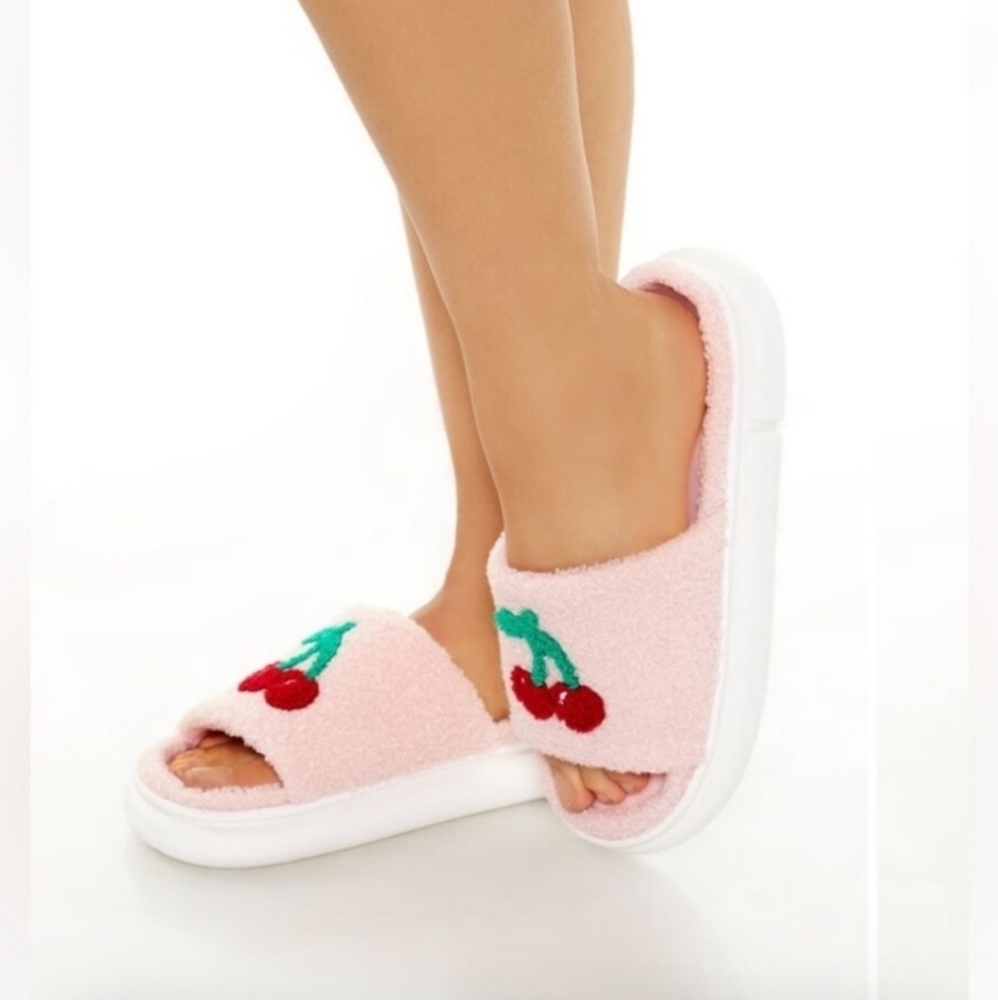 Forever 21 Pink Cherry Slippers
